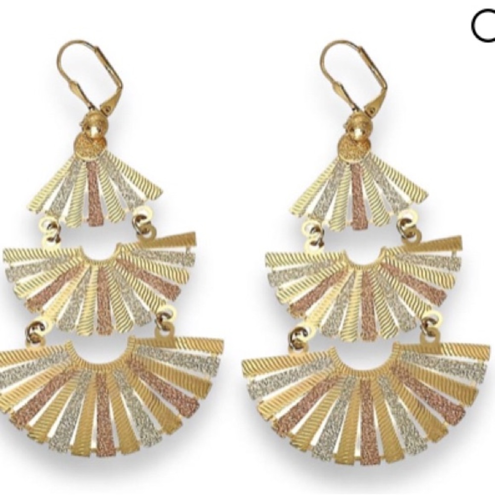 Luz three color mariachi gold plated dangle earrings